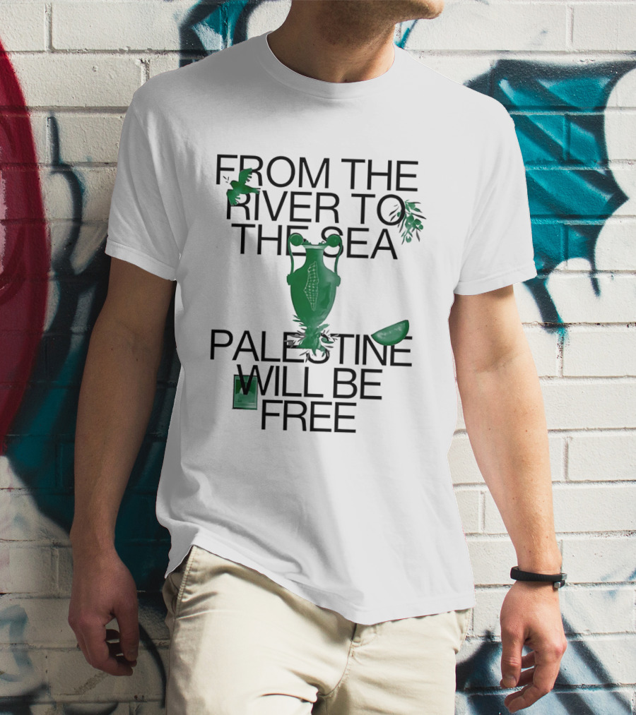 From The River To The Sea Palestine Will Be Free Vintage Jug And Leaf T-Shirt