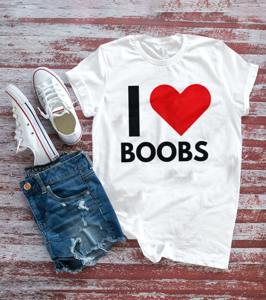 I Love Boobs Heart Symbol Humor T-Shirt