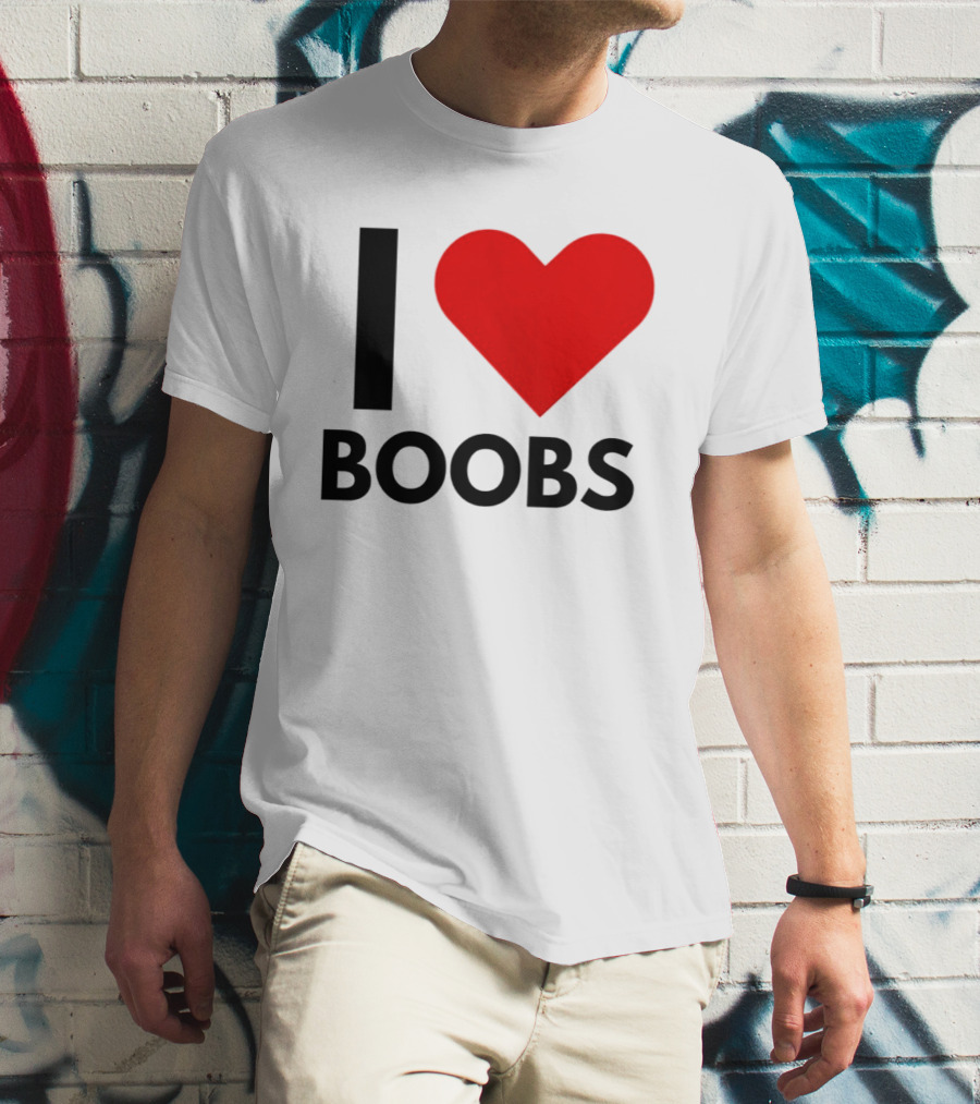 I Love Boobs Heart Symbol Humor T-Shirt