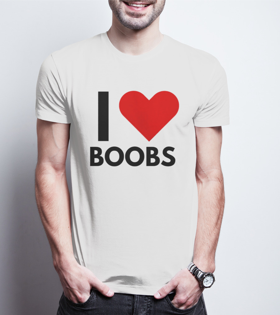 I Love Boobs Heart Symbol Humor T-Shirt