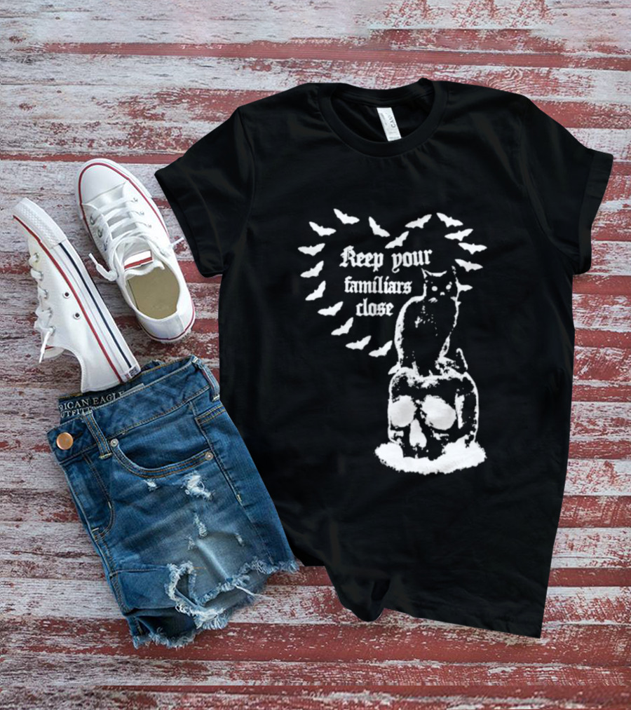 Keep Your Familiars Close Owl Skull And Bats T-Shirt