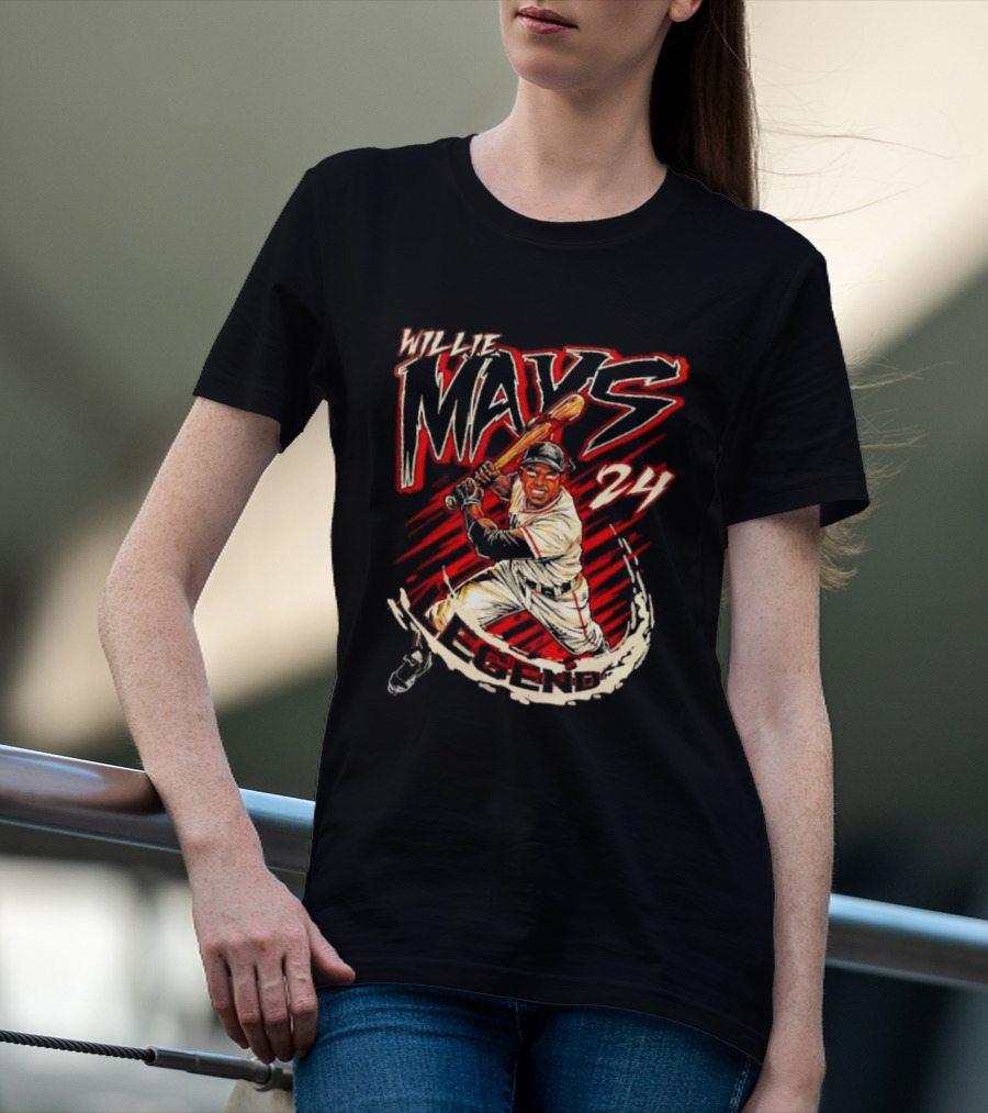 Willie Mays 24 San Francisco Giants Planet Euphoria Player Baseball T-Shirt
