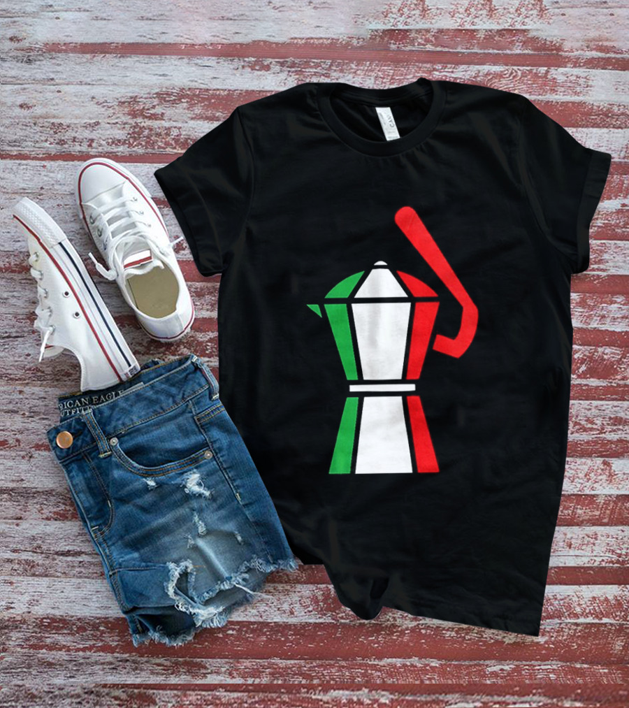 Italy Coffee Pot Italian Flag Colors White T-Shirt