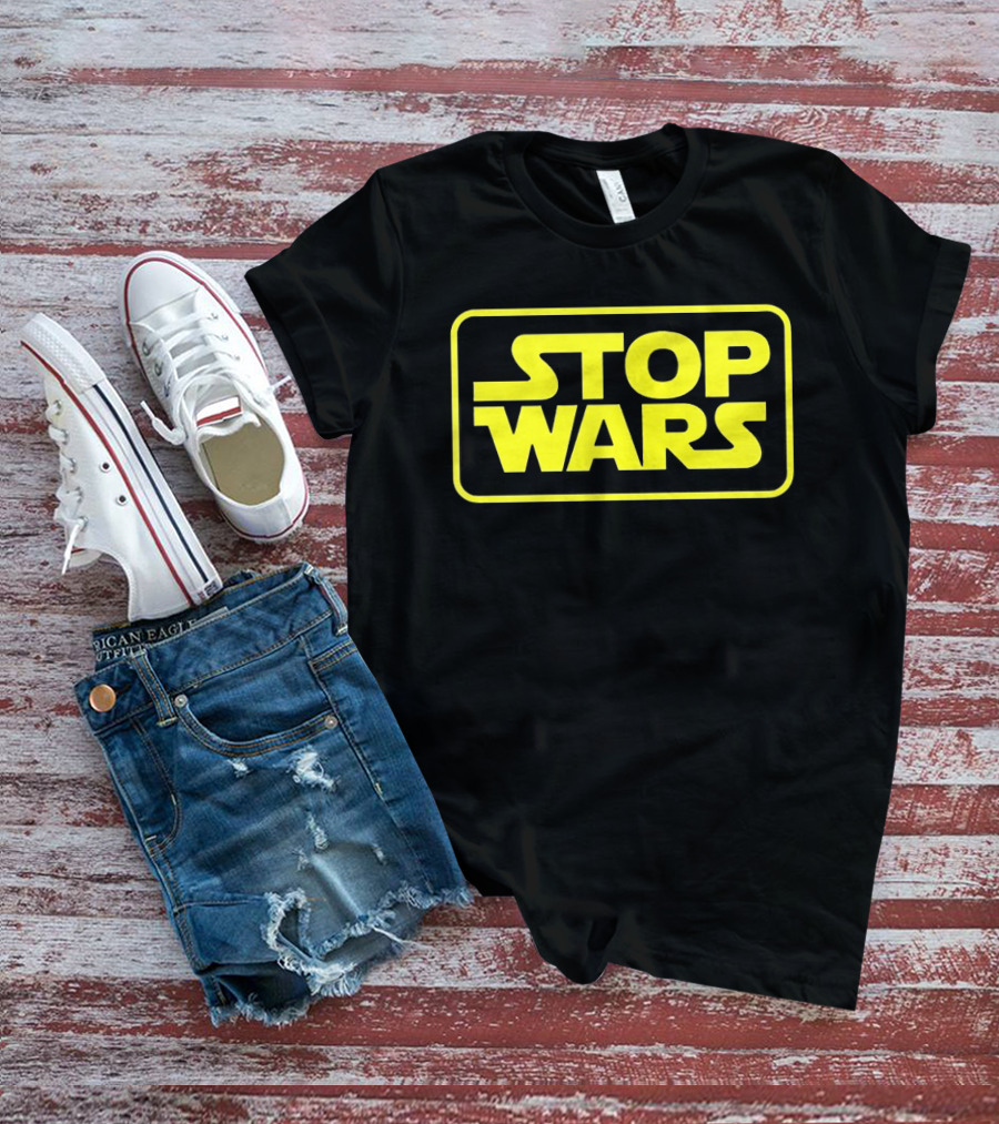 Stop Wars Yellow Text Block T-Shirt