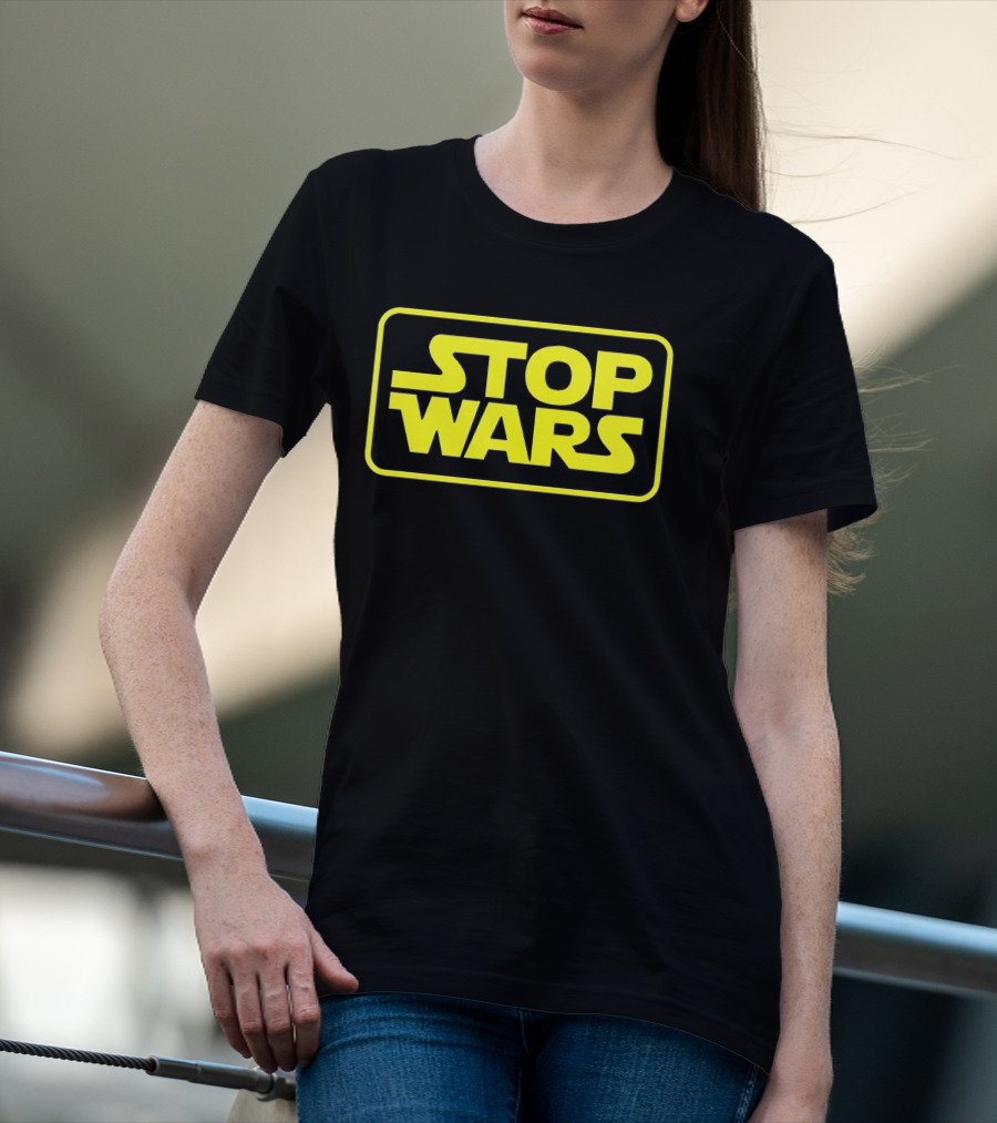 Stop Wars Yellow Text Block T-Shirt