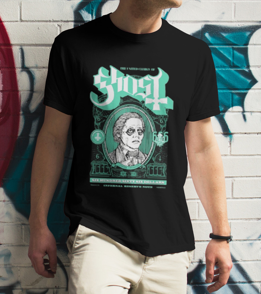 Ghost Six Hundred Sixty Six Dollars Papa Emeritus Spirit Bank Note T-Shirt