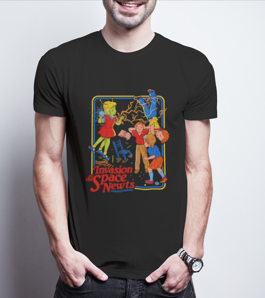 Invasion Of The Space Newts Retro Sci Fi Kids Adventure T-Shirt