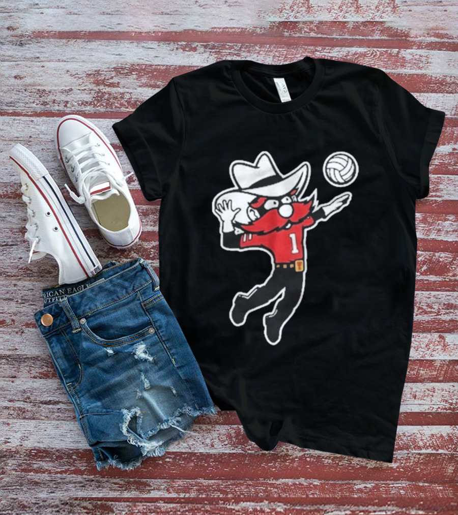 Raider Red Playing Volleyball Action T-Shirt