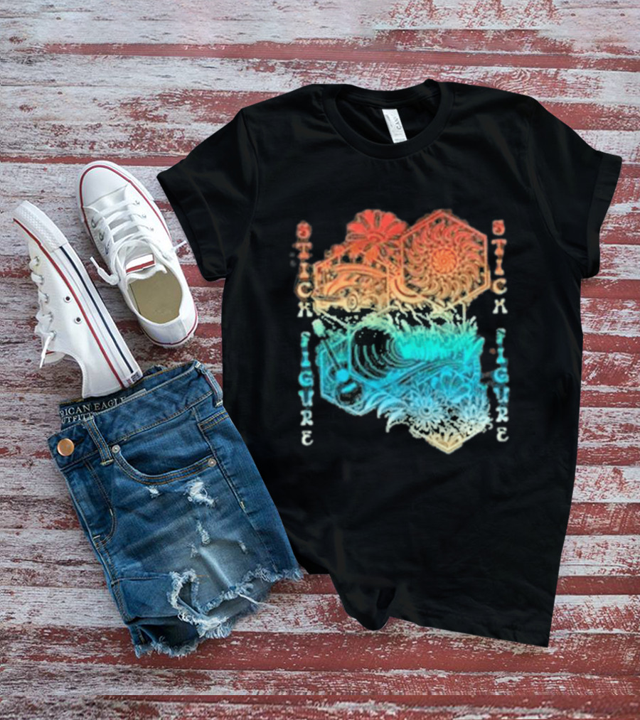 Stick Figure Coastal Cruiser Sun And Waves T-Shirt