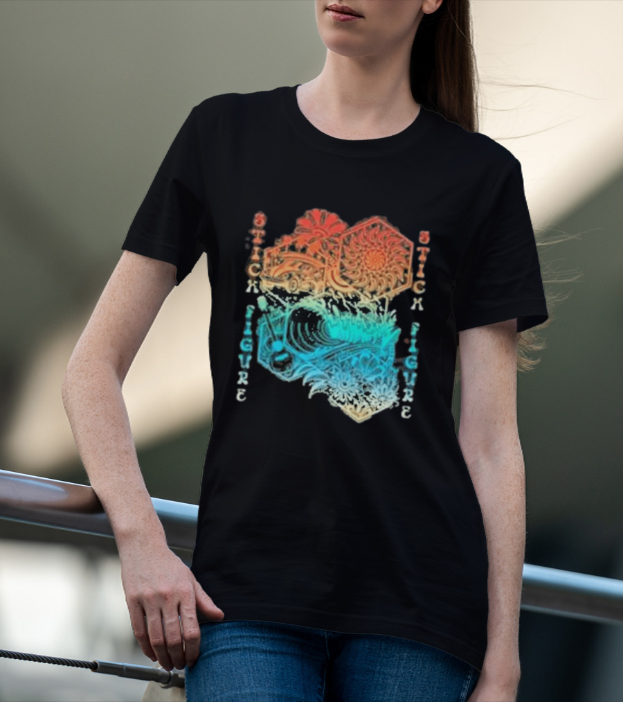 Stick Figure Coastal Cruiser Sun And Waves T-Shirt