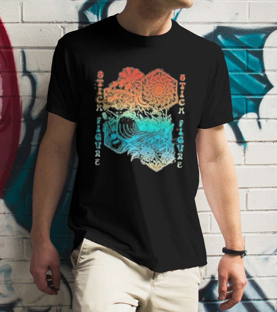 Stick Figure Coastal Cruiser Sun And Waves T-Shirt