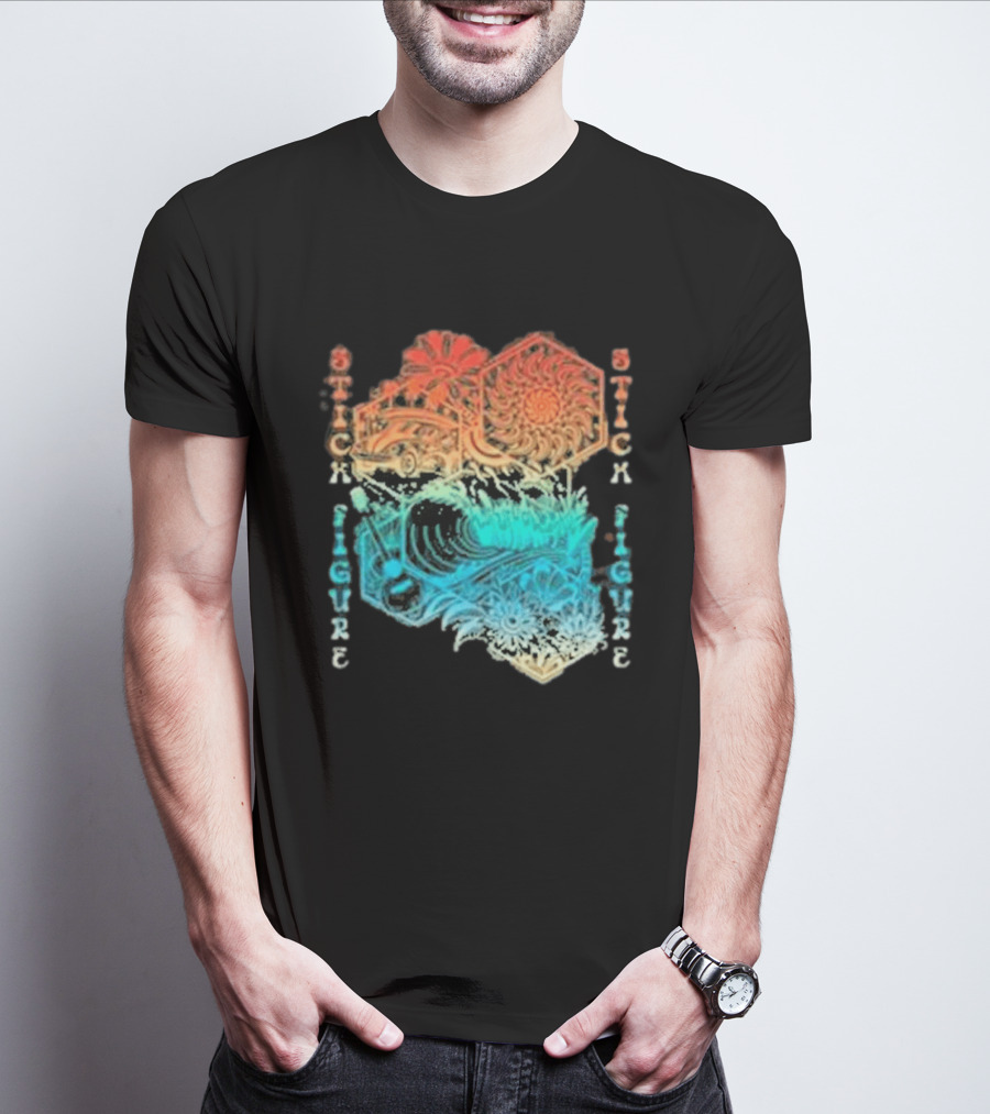 Stick Figure Coastal Cruiser Sun And Waves T-Shirt