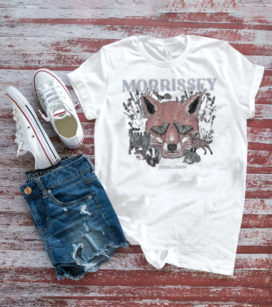 Morrissey Red Fox Face Floral Background Mporium Zoom T-Shirt