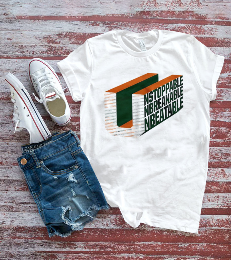 Unstoppable Unbreakable Unbeatable Bold 3D Text Optical Illusion T-Shirt