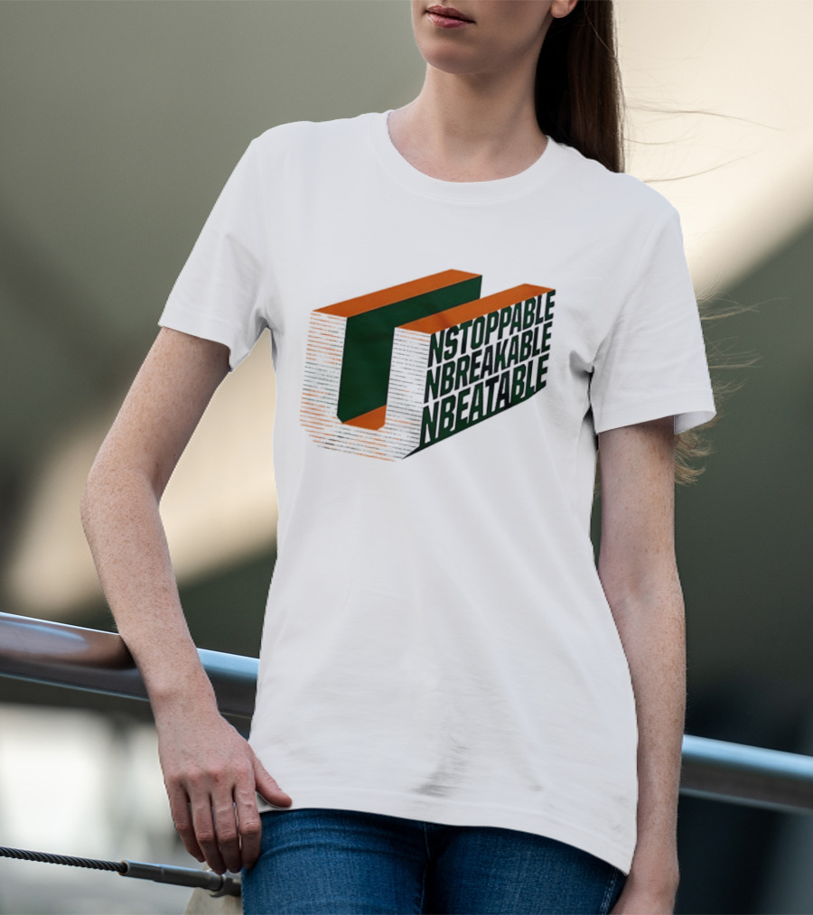 Unstoppable Unbreakable Unbeatable Bold 3D Text Optical Illusion T-Shirt