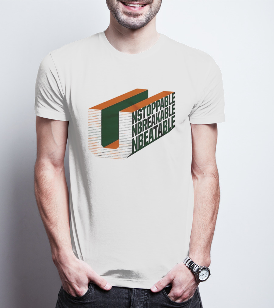 Unstoppable Unbreakable Unbeatable Bold 3D Text Optical Illusion T-Shirt