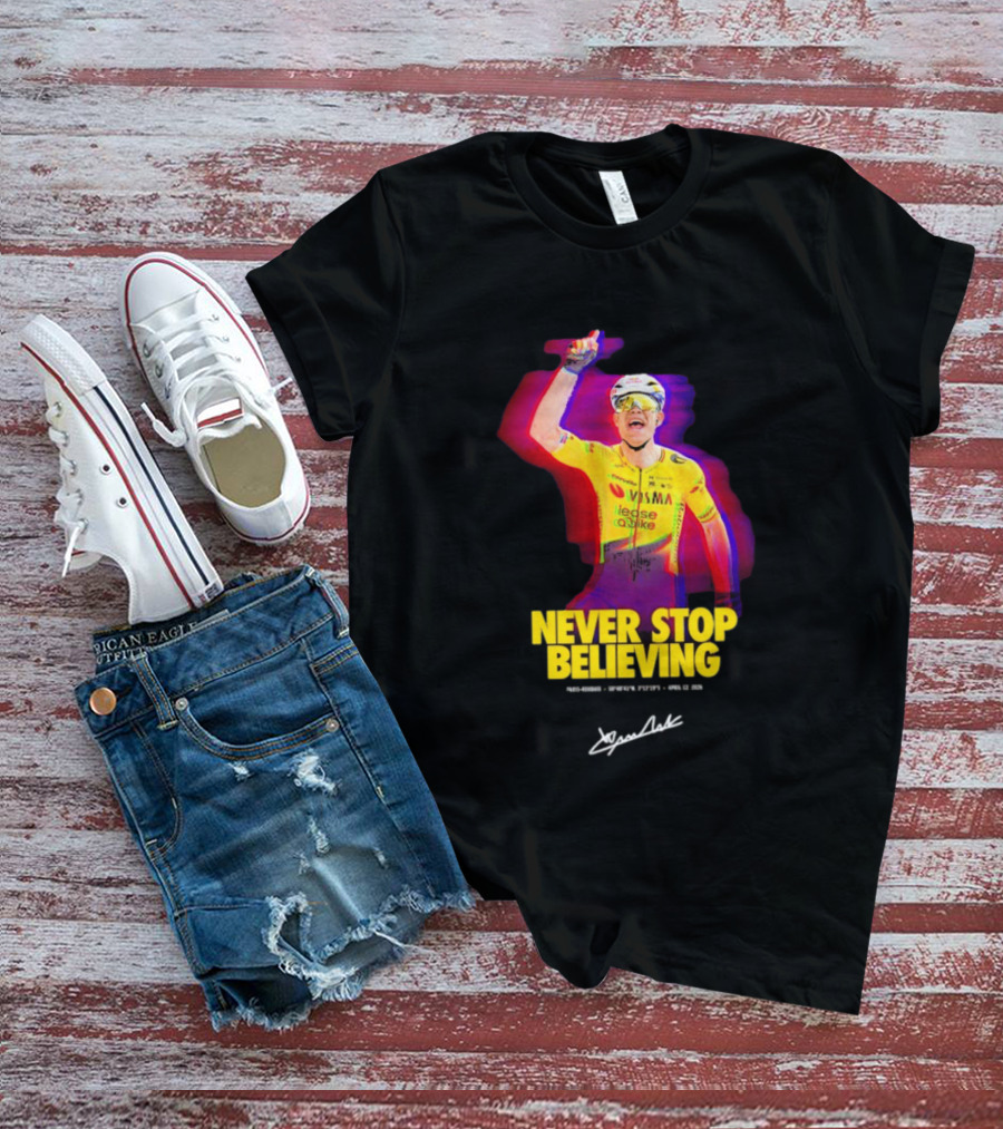 Never Stop Believing Jumbo Visma Leese Quake Signature T-Shirt