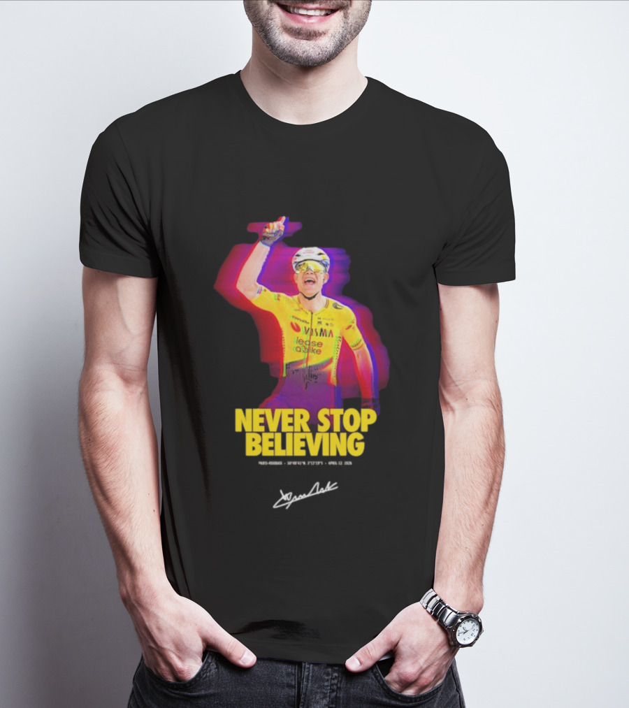 Never Stop Believing Jumbo Visma Leese Quake Signature T-Shirt