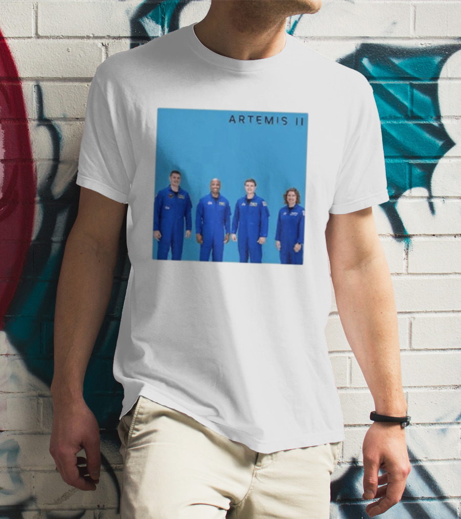 NASA Artemis II Crew Astronauts In Blue Flight Suits Mission Patch T-Shirt