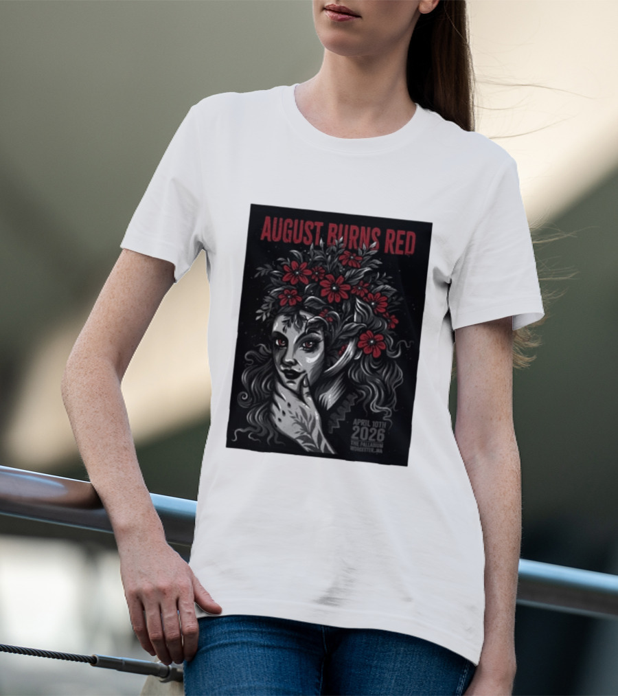 August Burns Red Concert April 10 2026 The Palladium Worcester MA Floral Headpiece T-Shirt