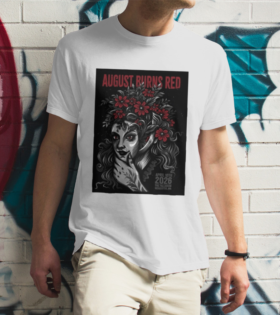 August Burns Red Concert April 10 2026 The Palladium Worcester MA Floral Headpiece T-Shirt