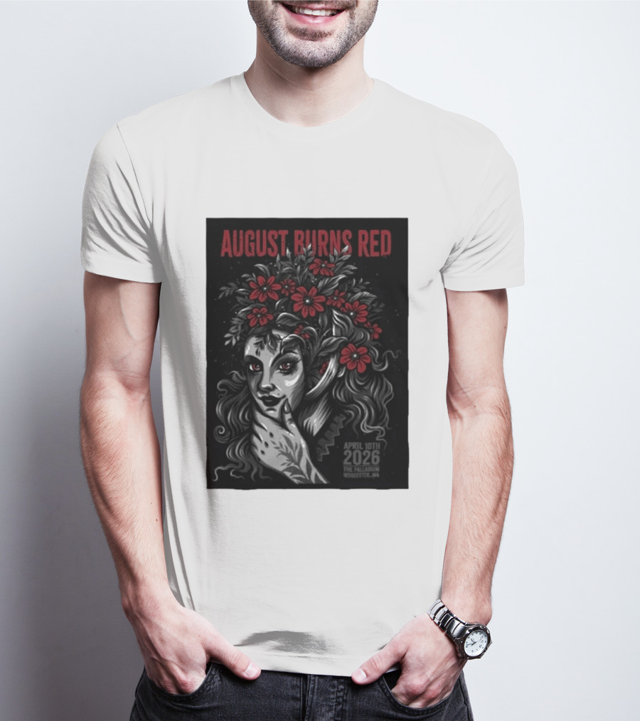 August Burns Red Concert April 10 2026 The Palladium Worcester MA Floral Headpiece T-Shirt