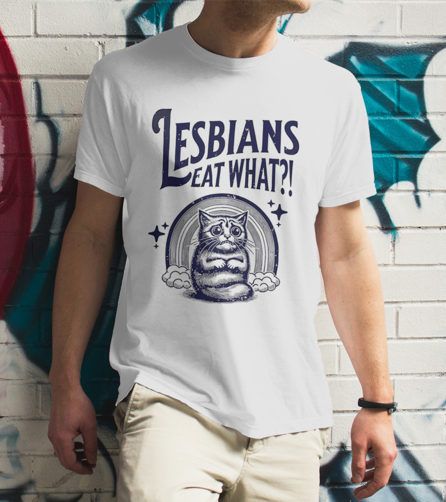 Lesbians Eat What Cat Rainbow Starburst T-Shirt