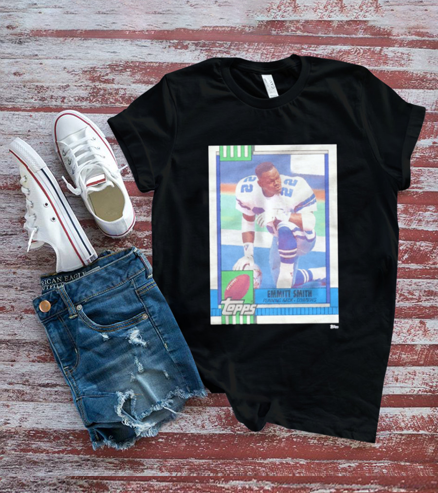 Emmitt Smith Topps Trading Card Running Back Cowboys Football Player T-Shirt