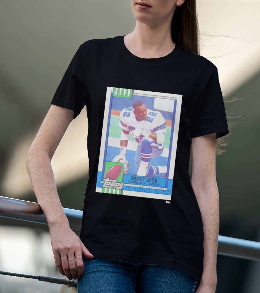 Emmitt Smith Topps Trading Card Running Back Cowboys Football Player T-Shirt