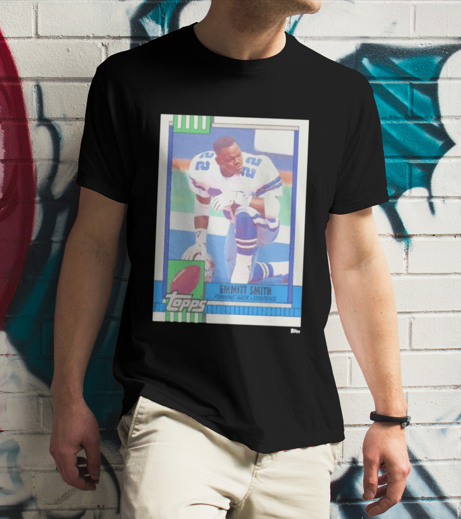 Emmitt Smith Topps Trading Card Running Back Cowboys Football Player T-Shirt