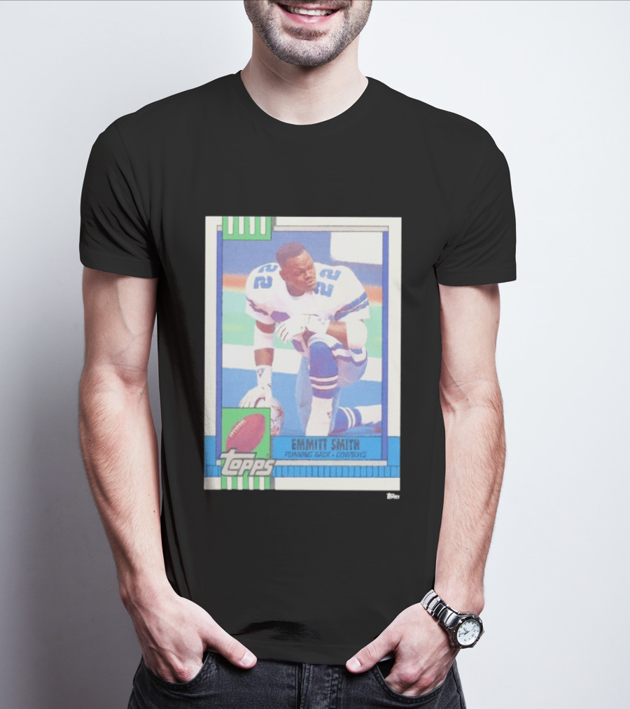 Emmitt Smith Topps Trading Card Running Back Cowboys Football Player T-Shirt