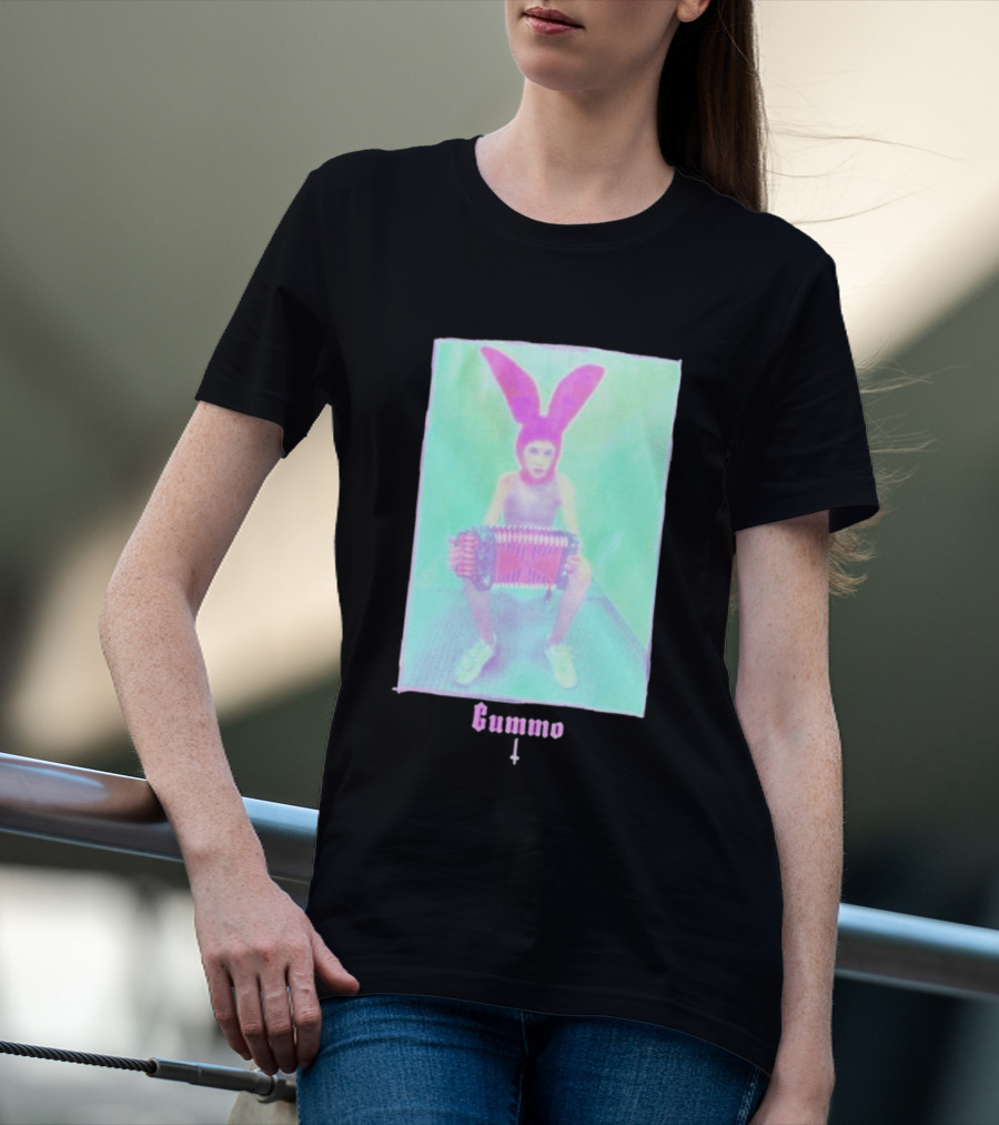 Gummo Bunny With Accordion And Pink Ears T-Shirt