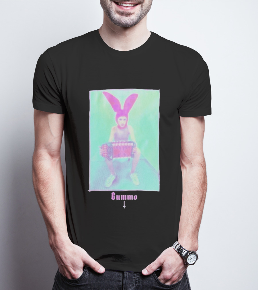 Gummo Bunny With Accordion And Pink Ears T-Shirt