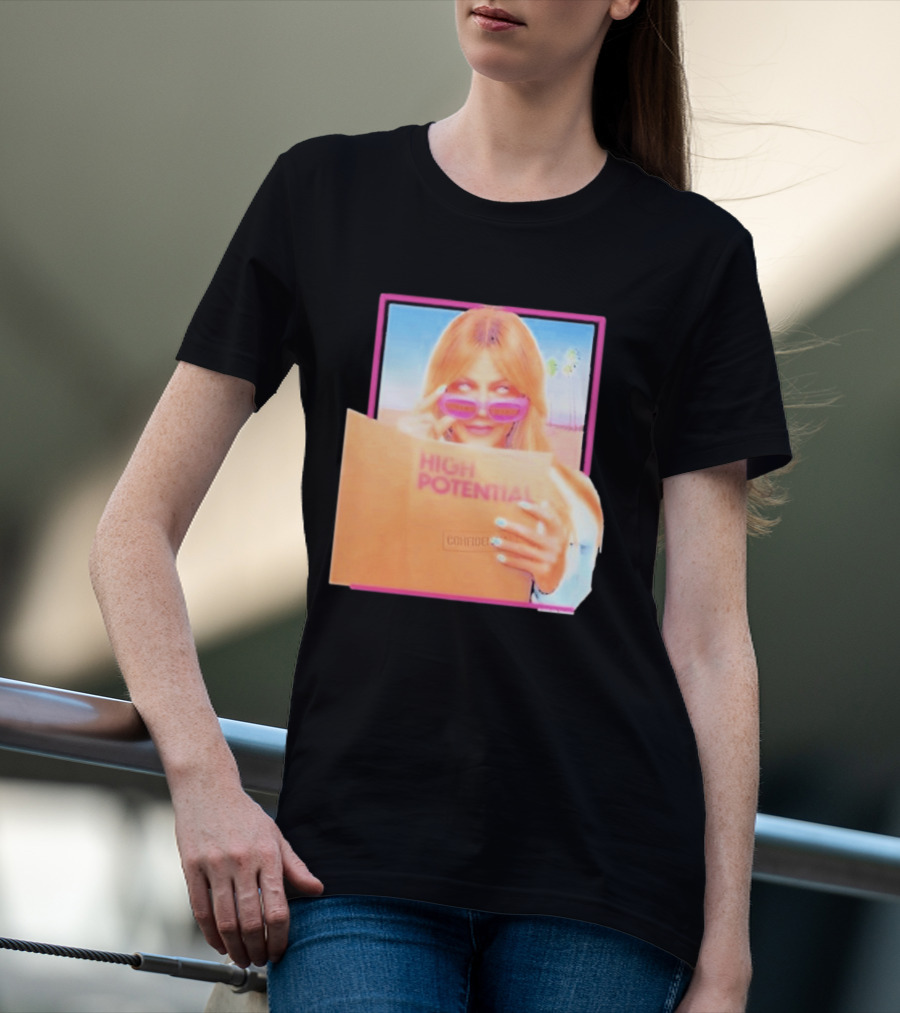 High Potential Confident Woman In Sunglasses Reading Document T-Shirt