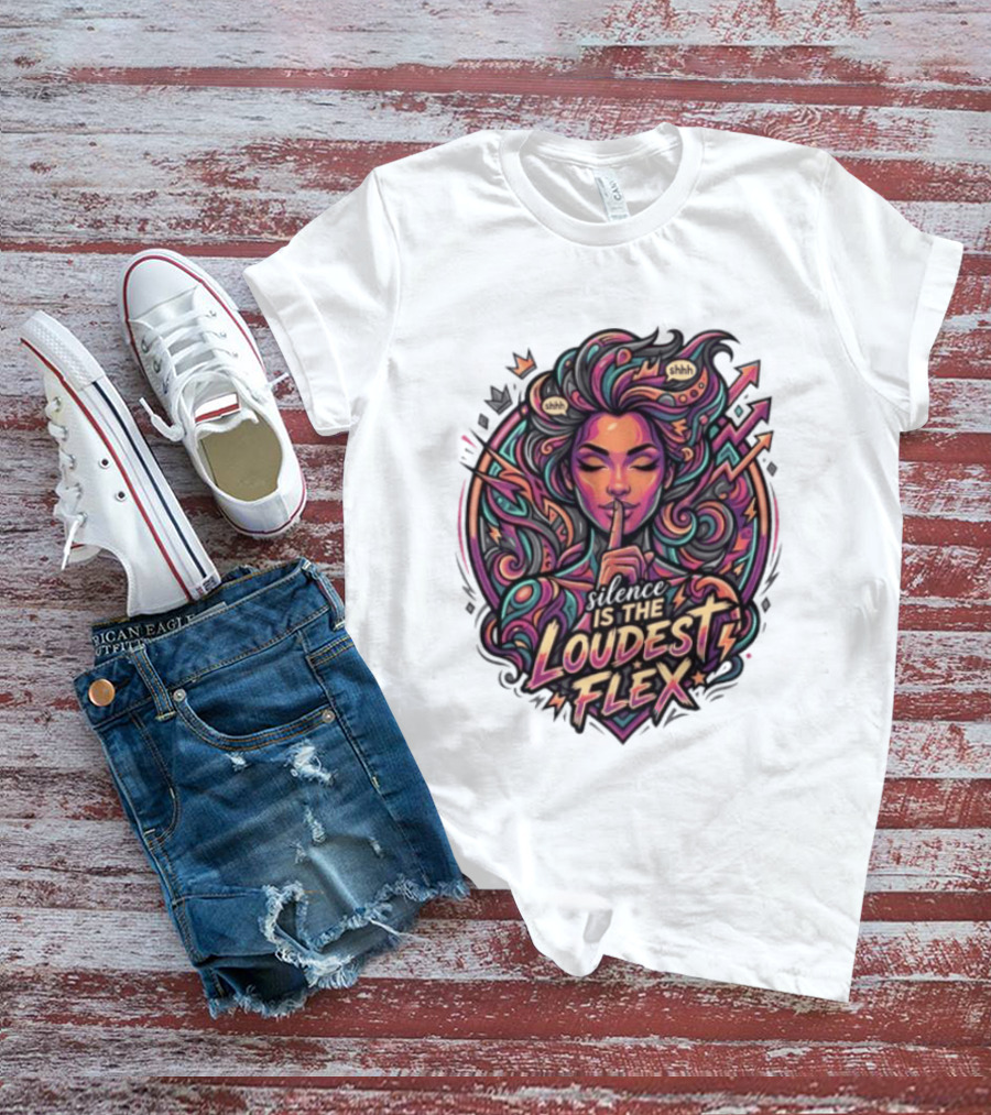 Shhh Silence Is The Loudest Flex Zen Art Nouveau Aesthetic T-Shirt