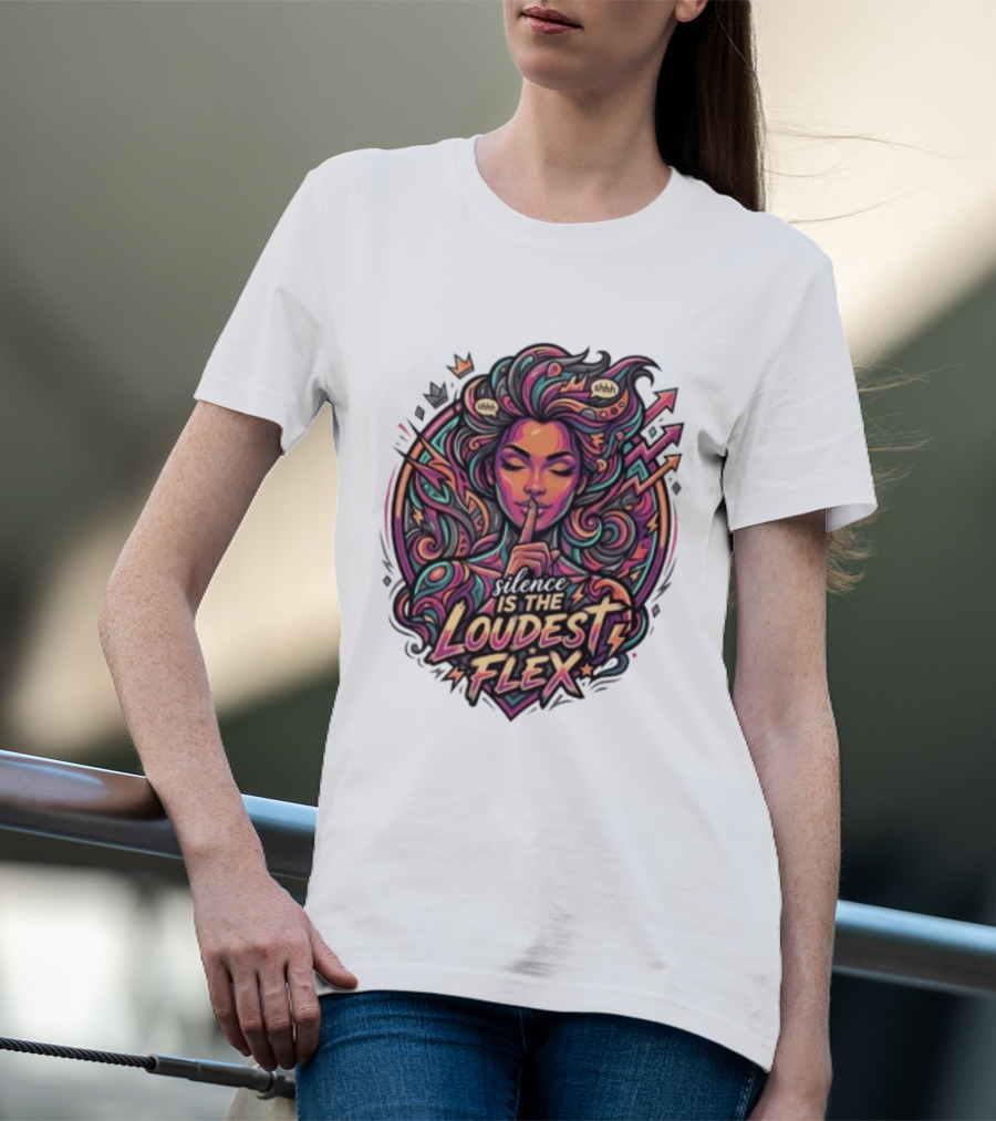 Shhh Silence Is The Loudest Flex Zen Art Nouveau Aesthetic T-Shirt