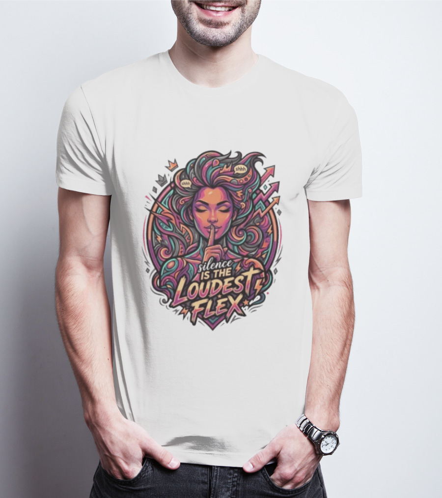Shhh Silence Is The Loudest Flex Zen Art Nouveau Aesthetic T-Shirt