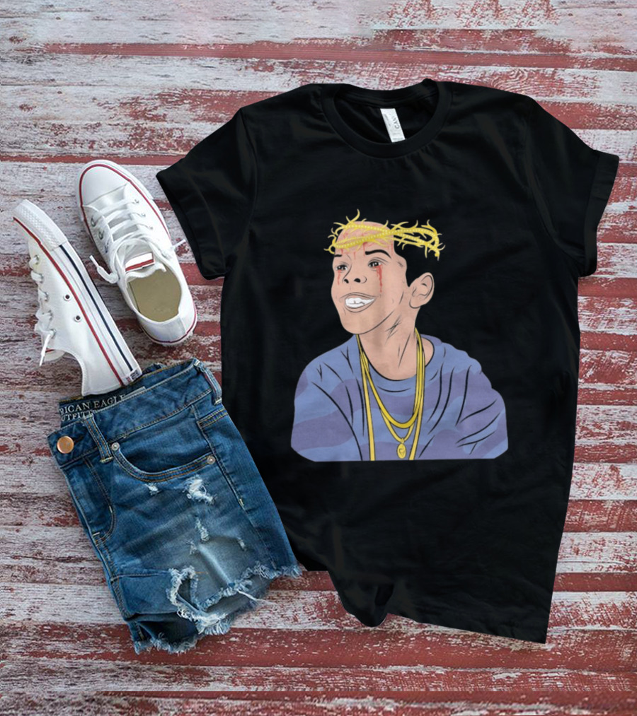Flygod 10 Year Anniversary Unique Graphic With Golden Crown And Tearful Smile T-Shirt