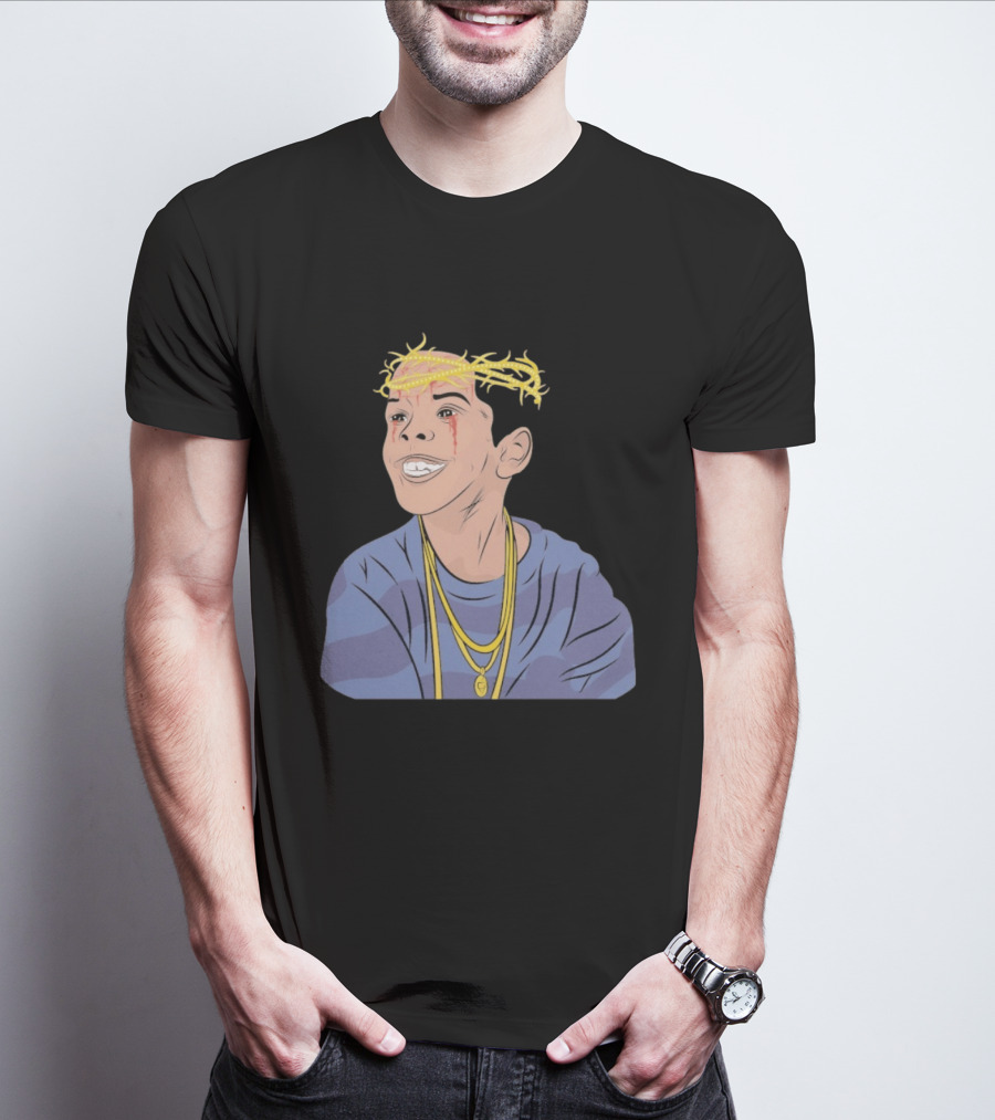 Flygod 10 Year Anniversary Unique Graphic With Golden Crown And Tearful Smile T-Shirt
