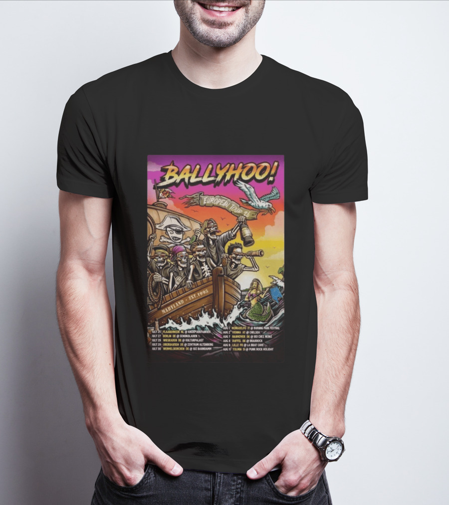 Ballyhoo European Tour 2026 Pirates Maryland Est 1995 T-Shirt