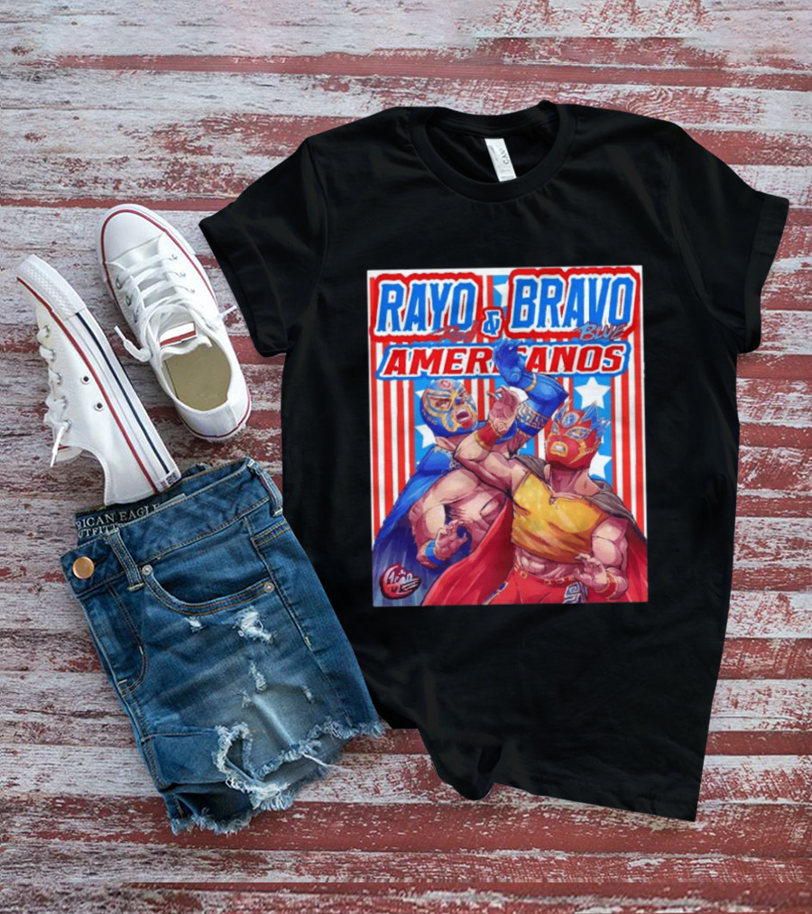 Rayo And Bravo Red Blue Americanos Wrestling Fan Favorite T-Shirt