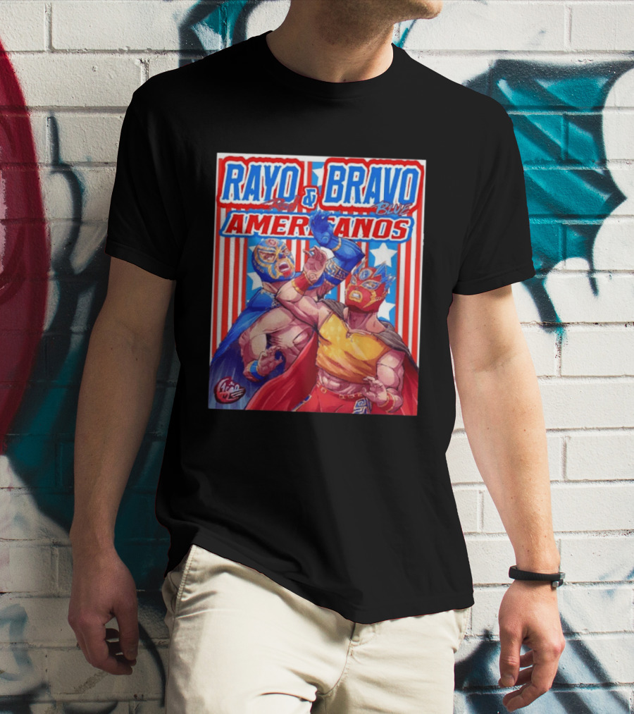 Rayo And Bravo Red Blue Americanos Wrestling Fan Favorite T-Shirt