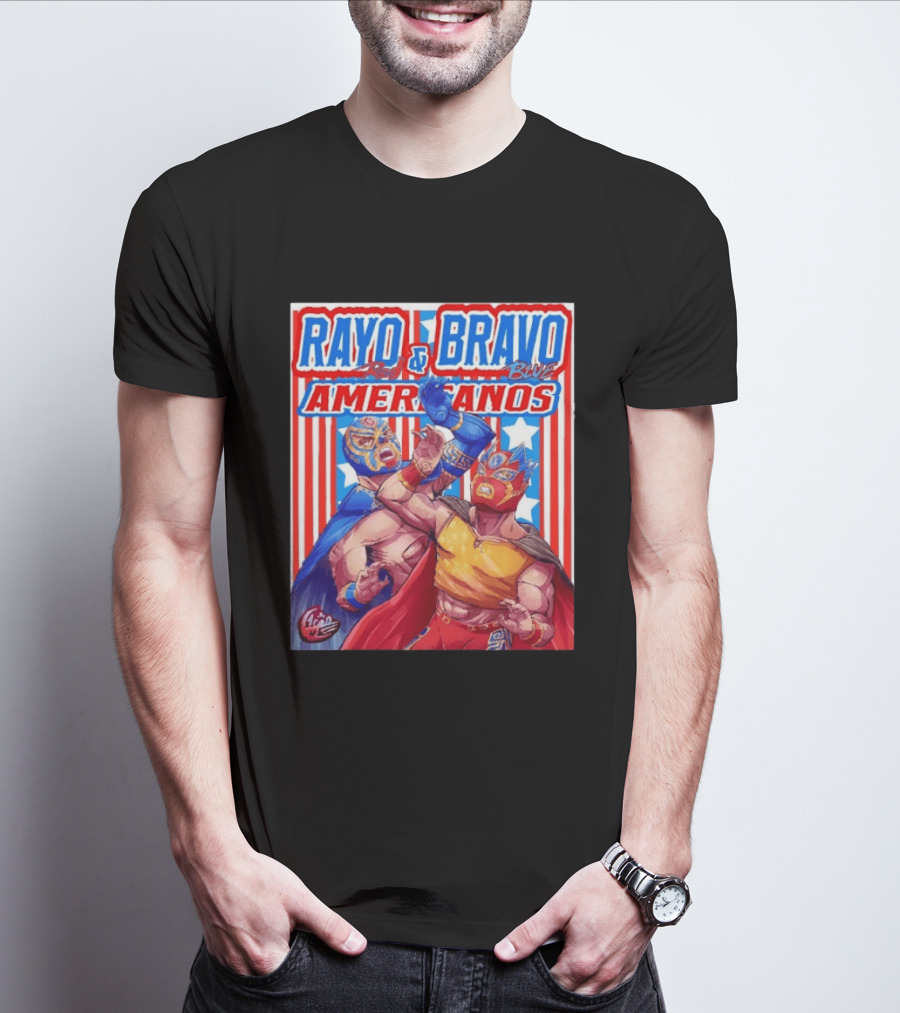 Rayo And Bravo Red Blue Americanos Wrestling Fan Favorite T-Shirt