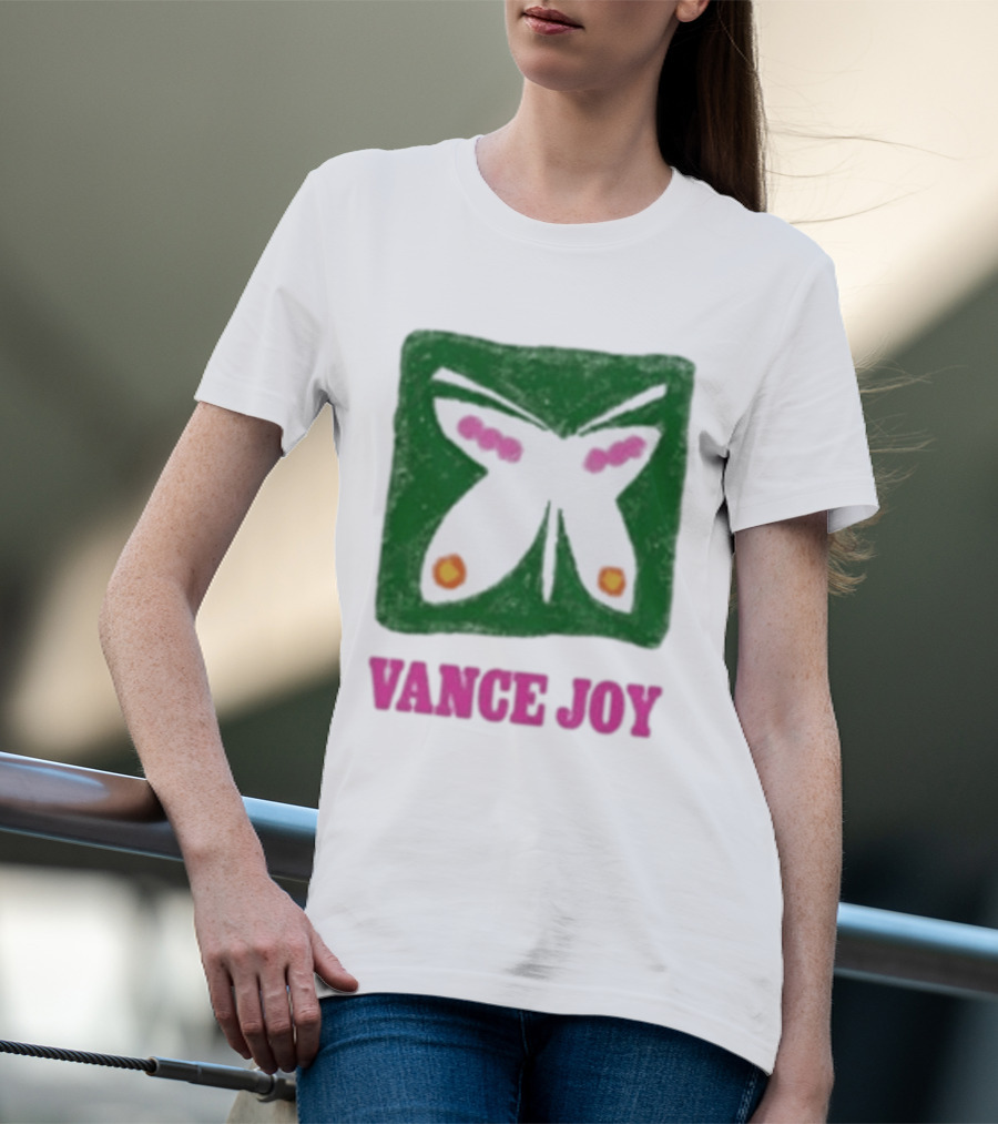 Vance Joy Butterfly Green Pink White T-Shirt