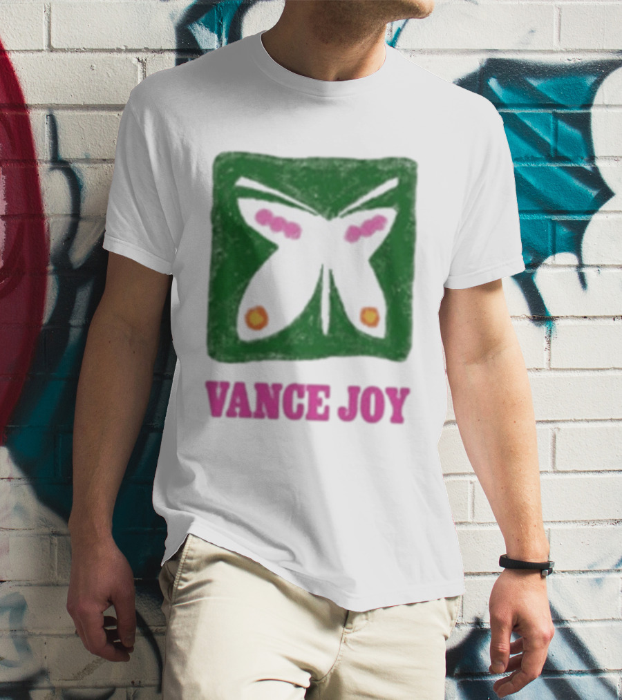 Vance Joy Butterfly Green Pink White T-Shirt