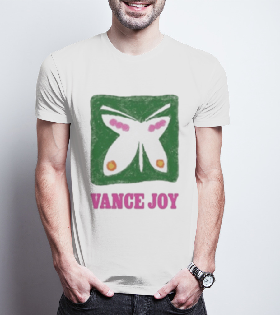 Vance Joy Butterfly Green Pink White T-Shirt