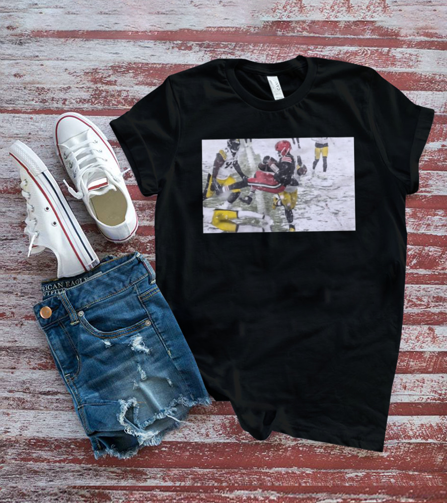 Jameis Winston Cleveland Browns Snow Game Touchdown Action T-Shirt