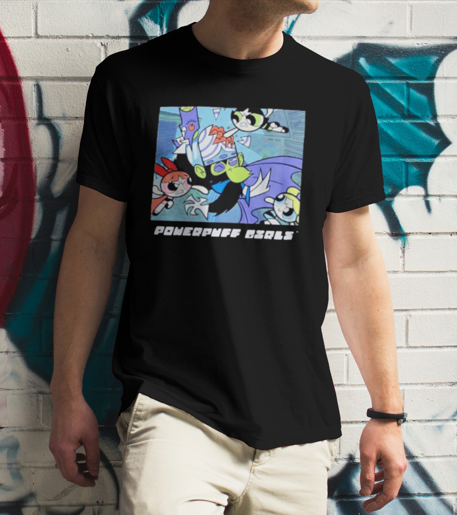 Powerpuff Girls Mojo Jojo Battle Scene Panel T-Shirt
