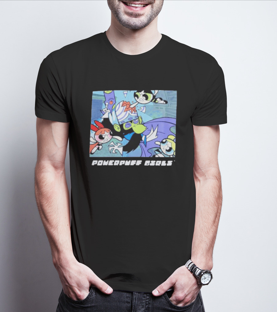 Powerpuff Girls Mojo Jojo Battle Scene Panel T-Shirt
