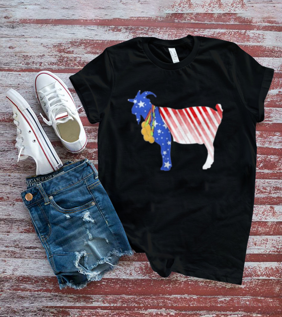 USA GOAT Stars Stripes Olympic Medals T-Shirt